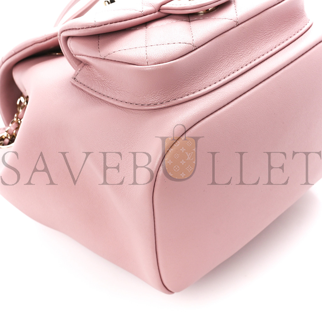 CHANEL MASTER LAMBSKIN QUILTED SMALL DUMA DRAWSTRING BACKPACK LIGHT PINK AS2908 (18.5*18*12cm)